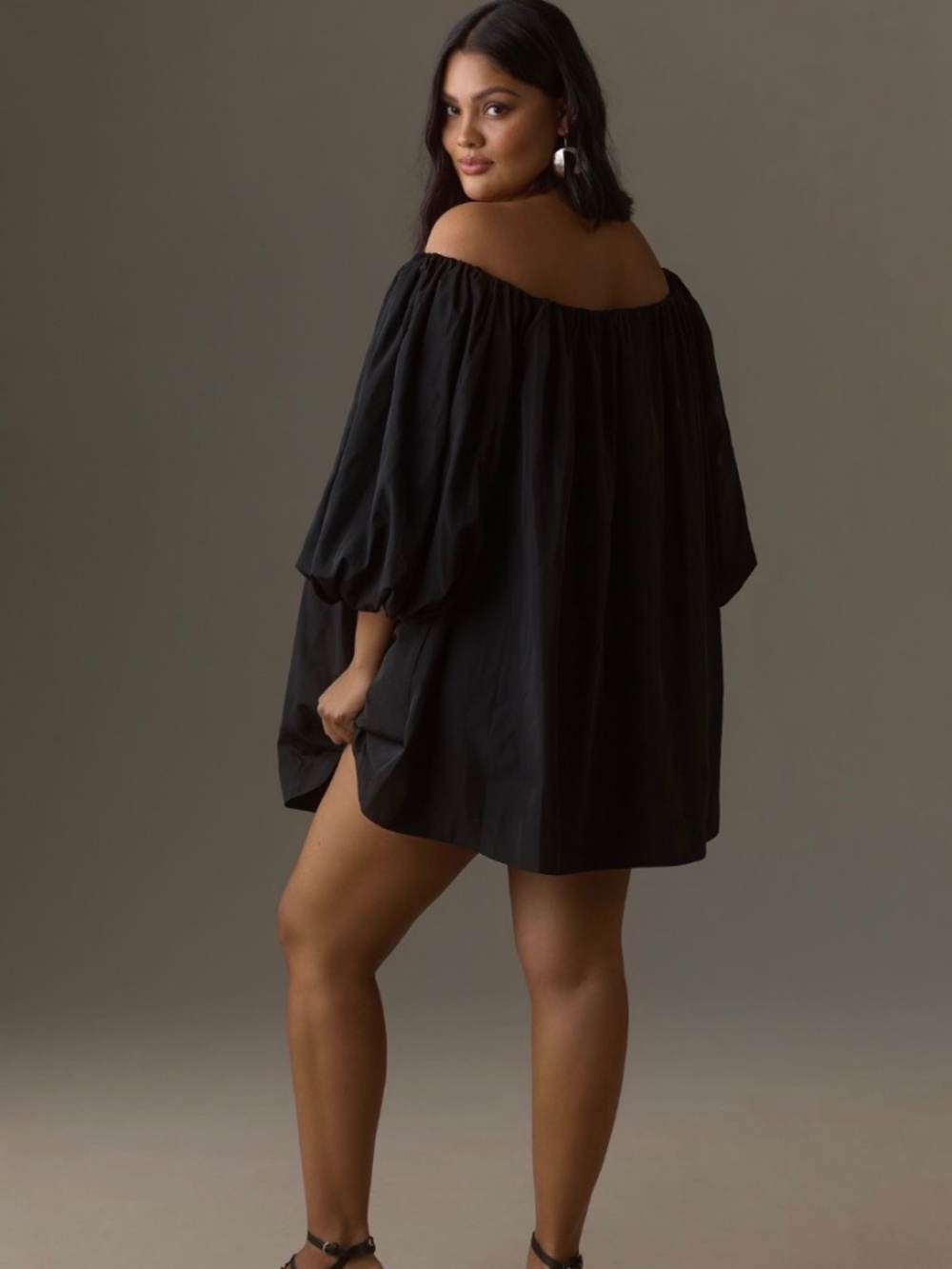 PUFF-SLEEVE OFF-THE-SHOULDER MINI DRESS